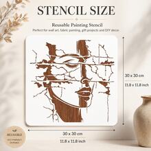 Abstract Woman Face Painting Stencil, Reusable Cracked Wall Portrait Template For Canvas, Fabric, Wall Decor, Pillow, Frame & DIY Art Projects - Single Piece - View 2