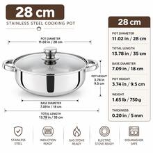 Panci Masak Stainless Steel 28cm dengan Tutup Kaca Kapasitas Besar Panci Kaldu - View 4