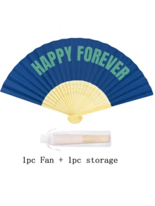 1Set Personalized Coloured Fans With Retro Curved Font: With Storage Bag,Add Any Text, Name, Or Quote,Suitable For Weddings, Tea Parties, Bridesmaid - Multicolor - View 15
