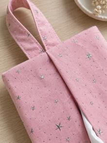 1 buah Tas Penyimpanan Kotak Tisu Gantung, Tas Tisu Kain Lembut dengan Pegangan Cincin, Penutup Tisu Wajah yang Dapat Diganti dengan Motif Bintang, Cocok untuk Kamar Tidur, Kamar Mandi, Mobil, Asrama, dan Kantor - MultiWarna - View 8
