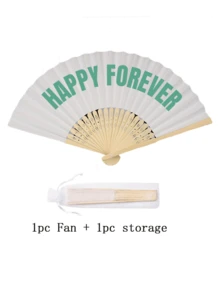 1Set Personalized Coloured Fans With Retro Curved Font: With Storage Bag,Add Any Text, Name, Or Quote,Suitable For Weddings, Tea Parties, Bridesmaid - Multicolor - View 22