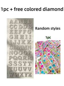 1 Set DIY Letter Rhinestone Stickers, 26 English Letters Complete Set, Self-Adhesive Glitter Design, Can Be Freely Combined To Create Personalized Text And Makeup, Suitable For Music Festivals, Parties And Spicy Girl Style, Direct Application - Multicolor - View 11
