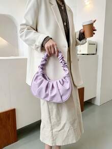 Mini Fashion Solid Color Pleated Handbag, Multi-Functional Women's Cloud Bag/Crescent-Shaped Shoulder Bag/Underarm Bag, Fashion Women's Handbag - Multicolor - View 16