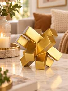 1pc Gold Geometric Knot Statue, Modern Abstract Decorative Sculpture, Luxury Home Decor Accent For Coffee Table Bookshelf Mantel Living Room Office Desk Console Table And Entryway - Multiple Styles - View 11
