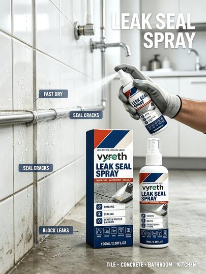 Waterproof Sealing Repair Spray Kitchen Bathroom Tile Gap Anti-Seepage Leakage Quick Dry Waterproof Spray For Repairing Home Water Leaks Gaps, Providing Reliable Waterproofing Suitable For Concrete, Asphalt And Other Multiple Base Surfaces No Professional Skills Required To Operate, Providing Reliable Waterproof Protection For Home Household Essential Convenient Fast Time-Saving Effort-Saving Practical Gift For Family And Friends On Holidays Christmas Halloween