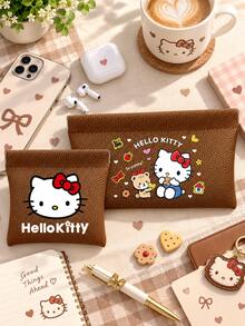 SANRIO 2pcs Hello Kitty Pouch Set For Women Girls, Mini Wireless Earbud Case And Large Handheld Phone Wallet, Cute Lightweight Storage Bags For Office Travel - Multicolor - View 3