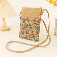 Bohemian Style Cork Women's Crossbody Bag, Vintage Print Phone Bag, Lightweight Adjustable Shoulder Strap Bag, Suitable For Travel And Daily Use - Multicolor - View 9