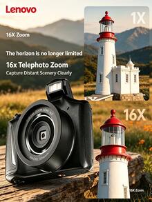 Lenovo C35 Digital Camera 64MP Ultra-HD Photography 5-Axis EIS Beauty Filters + 4K Video Recording Retro Card-Style Body Travel Vlog Essential - View 4