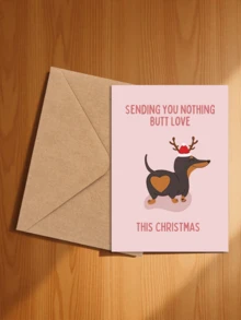 A Set Of Dachshund Illustration Christmas Cards (With Envelopes), Suitable For Family And Friends, 1 Card, Gift Card - A - View 15