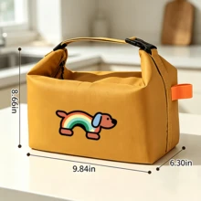 1pc Cartoon Rainbow Dachshund Insulated Lunch Bag, Multi-Color Bento Box Tote, Foldable Large Capacity Handbag For Students, Office Workers, Commuting, Outdoor Picnic Lunch - View 2