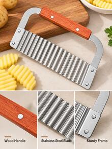 Wavy Slicer, Stainless Steel Handle Wavy Vegetable Cutter, Potato French Fries Slicer, Suitable For Potato, Carrot, Cucumber And Vegetable Cutting Wavy Knife, Kitchen Food Preparation Tool - Multicolor - View 3