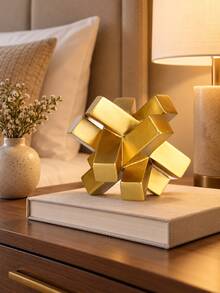 1pc Gold Geometric Knot Statue, Modern Abstract Decorative Sculpture, Luxury Home Decor Accent For Coffee Table Bookshelf Mantel Living Room Office Desk Console Table And Entryway - Multiple Styles - View 8