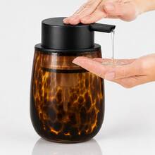 Amber Marble Glass Soap Dispenser, Refillable Pump Bottle For Liquid Soap, Lotion And Hand Wash, Suitable For Kitchen And Bathroom Countertop - Multicolor - View 9