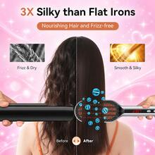 UKLISS 2026 Latest Negative Ion Straightening Brush, 30s Fast Heating LCD Display Anti-Curl Hot Comb, Travel Styling Tool For All Hair Types, Suitable For All Hair Textures, Thick, Fine, Soft Hair, One-Stroke Smooth, Great Choice For Straight Hair - Silver - View 7