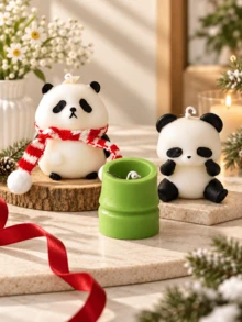 3/2pcs Set Cute Panda Shaped Aromatherapy Candles, Creative 3D Bamboo Shaped Craft Candles, Healing Cartoon Adorable Desktop Decor, Home Atmosphere Decoration, Birthday Holiday Gift, Ins Style Soft Decor Photo Prop, Niche Artistic Handmade Aromatherapy Candles - Decorative Candles - View 13