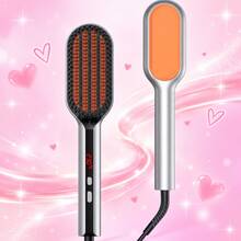 UKLISS 2026 Latest Negative Ion Straightening Brush, 30s Fast Heating LCD Display Anti-Curl Hot Comb, Travel Styling Tool For All Hair Types, Suitable For All Hair Textures, Thick, Fine, Soft Hair, One-Stroke Smooth, Great Choice For Straight Hair - Silver - View 10