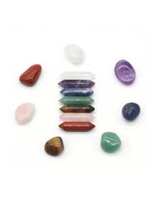 7/14pcs Natural Crystal Stone Set, Double‑Pointed Crystal Tower & Tumbled Polished Stones, Decorative Gemstone Kit With Gift Box For Home Ornament, Collection & DIY Craft - Multi-color - View 9