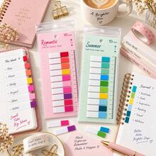 Candy Color Loose-Leaf Index Sticky Notes 200pcs/Pack Semi-Transparent Index Tabs With Index Ruler 10 Colors Book Page Divider Marker Labels - one-size - View 5