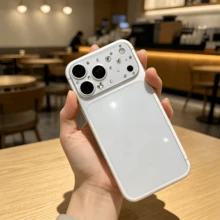 1pc Silver Matte Transparent Lens Protector Film, Rhinestone Decor Sticker, PET Electrostatic Adsorption No Residue, Hollow Camera Design For Easy Photography, Anti-Scratch Lens Protection Sticker, Compatible With Iphone 18pro/18 Pro Max/17pro/17pro - Silver - View 5