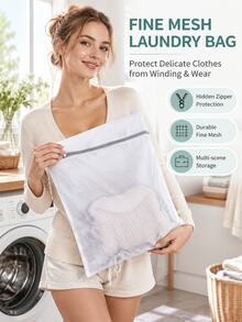 SMEGGEMS 3pcs XXL Fine Mesh Laundry Bags, High-Quality Zipper Design, Suitable For Delicate Clothing, Underwear And College Dorm Essentials, 19.69x23.62 Inches, Laundry Bags - View 4
