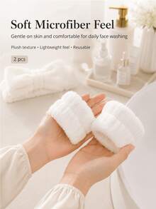Simple And Soft Ultra-Fine Fiber SPA Wristband And Hairband Set, Fluffy And Absorbent Wrist Towel Band, Can Prevent Liquid From Dripping, Elastic Makeup Hairband Wristband, Suitable For Daily Skincare - Multicolor - View 2