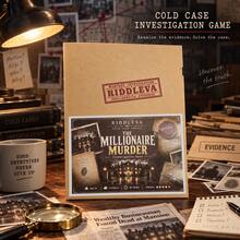 RIDDLEVA Millionaire Detective 推理桌遊 冷案調查拼圖桌上遊戲 1-6人 適合家庭聚會 互動遊戲 萬聖節派對 聖誕節 生日禮物 - 駝色 - 查看 8