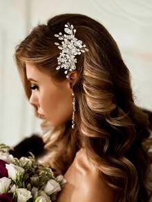 1pc Rhinestone Headpiece For Ball, Banquet, Bridal Wedding Hair Styling, Women And Girls Hair Accessory Hair Comb - Multicolor - View 6