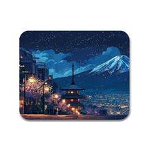 Japanese Night Cherry Blossom Street Pattern Extra Long Gaming Mouse Pad And Desk Mat Set, Non-Slip Durable Rubber Base, Smooth Surface, Suitable For Computer Laptop Office Home, Abstract Art Decor, Back To School Supplies - A - View 11