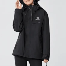 CAMEL CROWN Women's 3-In-1 Waterproof Jacket With Fleece Liner, Windproof Outdoor Raincoat, Warm Hiking Coat For Camping, Travel And Winter - Phantom Black - View 5