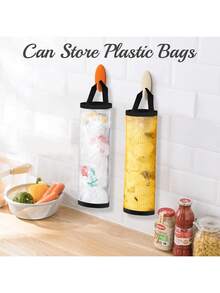 5/3/2/1 buah Tas Penyimpanan Kantong Sampah Gantung, Tas Sepatu Serut Gantung Dinding, Musim Kembali ke Sekolah, Pengatur Kantong Plastik Dapur, Tas Jaring Anyaman, Rak Penyimpanan Kantong Plastik dengan Jaring Gantung - MultiWarna - View 6