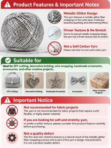 1 Roll Iridescent Glitter Crochet Yarn, 100g Shiny Metallic Color Crochet Yarn, Suitable For Handmade Knitting, DIY Macrame Weaving Craft Rope, Can Be Used For Bag Making - 100g - View 5