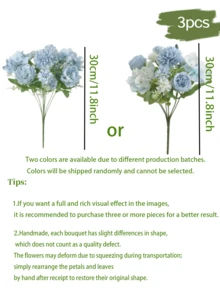 4/1pc Artificial Peony Hydrangea Chrysanthemum Bouquet - Perfect For Weddings, Engagements And Home Decor | Spring Tabletop Decor, Valentine's Day, Birthday Gift, Graduation Gift, Autumn Decoration, Christmas - Blue - View 12