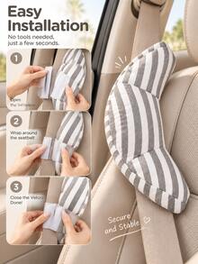 1Pc Universal Soft Striped Car Seatbelt Headrest/Neck Pillow-Comfortable And ; Provides Support For Daily Commutes And Long-Distance Road Trips, Ensuring A Comfortable Driving Experience; Car Interior And Seat Accessory. - Multicolor - View 4