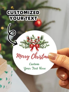 1/60/120/180/240pcs Round Customized Pattern Stickers, Customizable Pattern Text Waterproof PVC Round Stickers, Can Design Santa Claus, Snowflake And Other Christmas Element Patterns, Suitable For Christmas Gift Box Decoration, Storage Labeling, Handmade Decoration, Sealed Jar Marking, Perfect For Giving To Her, Him, Friends, Family, Couples, Christmas Lovers, Applicable For Christmas Party, Costume Party, Christmas Eve Theme Gathering - Multicolor - View 2