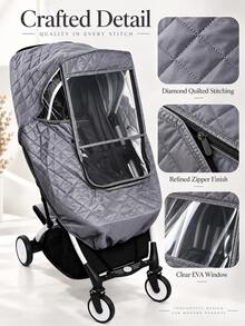 Outdoor Baby Stroller Warm Thick Cover, Easy Installation Compatible With Most Baby Strollers, Practical Outer Accessory For Autumn/Winter Outings With Baby - Dusty Gray - View 2