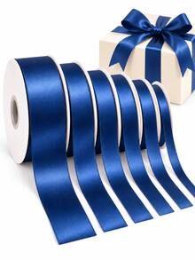 10 Yards Royal Blue Satin Ribbon Roll, Multiple Sizes Available - Silky Polyester Fabric Edge Ribbon, Suitable For Gift Wrapping, Wedding Bouquet Decoration, Christmas Gift Packaging, Hair Clips With Ribbon, Cake Decoration And Handmade Crafts - Denim Blue - View 7