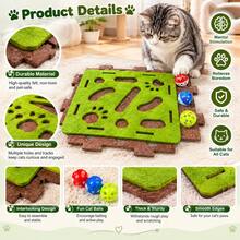Multifunctional Felt Cat Treasure Hunt Puzzle Toy Box, Tool-Free No-Assembly Cat Maze Ball-Retrieval Play Tray, Detachable Top Cover For Quick Cleaning And No Cat Hair Trapping! Durable Scratch-Resistant Thickened Felt Material, Resistant To Cat Scratching And Biting With No Shedding, Smooth Rounded Edges With Hollow Paw Print Design For Enhanced Safety (Ball Color Random) - Multicolor - View 6