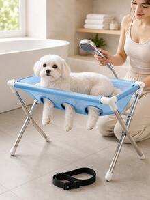 Foldable Pet Grooming Hammock Stand (Includes Fixing Straps), Breathable Dog & Cat Bathing Rack, Nail Trimming Restraint Stand, Suitable For Small To Medium Pets Home And Pet Grooming Shop Use - one-size - View 7