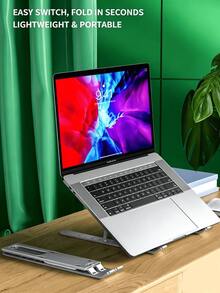 Aluminum Alloy Foldable Heat Dissipation Height-Increasing Tray, Portable Desktop Stand, Multi-Angle Support Bracket, Computer Base, Desktop Stand, Ventilation And Heat Dissipation, Sturdy And Durable, Convenient To Carry, Travel Essential, Suitable For Laptops, Tablets And Phones, Suitable For Home Or Office And Other Places, Perfect Gift Choice - View 4