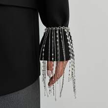 1pc Shiny Party Style Multi-Layer Tassel Bracelet Silver Chain + Resin Crystal Design Versatile - Silver - View 2
