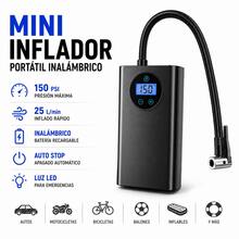 Deerking Mini Inflador Portátil 150 PSI Inalámbrico con Pantalla LCD, Compresor de Aire Recargable con Luz LED y Apagado Automático para Auto Moto Bicicleta Balones y Viajes - Cableado - Ver 1