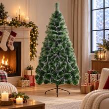 Snow Flocked Pine Needle Christmas Tree With Stand Holiday Xmas Tree For Home Party Decor 90cm-210cm - Green - View 8