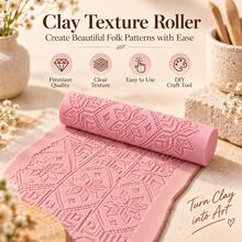 Star Of Bethlehem Embossed Clay Roller, 3D Printed PLA Pottery Texture Roller, Suitable For Polymer Clay, Soft Clay, Air Dry Clay, Ceramic Embossing Tool, DIY Crafts, Sculpture, Hand-Molding, Floral Pattern Printing Roller, Studio Ceramic Making Supplies - Star Of Bethlehem Pink - View 5