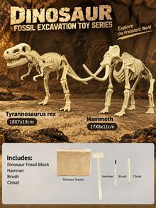 1pc Dinosaur Fossil Excavation Toy (With Free Tools) - Tyrannosaurus Rex/Triceratops Etc., Children's DIY Puzzle Treasure Hunt Toy, Suitable For Boys And Girls - Each Box Contains Dinosaur Fossil Plaster + 3 Tools - View 27