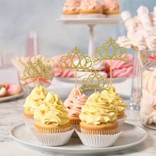 12/24pcs Gold Princess Crown Cupcake Toppers Cake Picks For Birthday Baby Shower Party Decorations - Multicolor - View 5