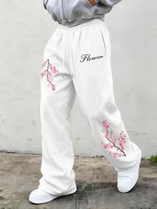 SU ER Men's Summer Casual Loose Drawstring Elastic Waist Wide Leg Long Pants With Drape - White - View 3