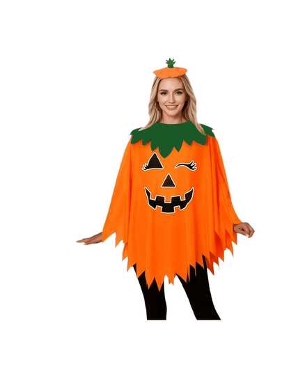Disfraz de Halloween para Adulto, Capa con Diseño de Calabaza que Brilla en la Oscuridad, Accesorio para Fiestas de Halloween, Eventos y Disfraces