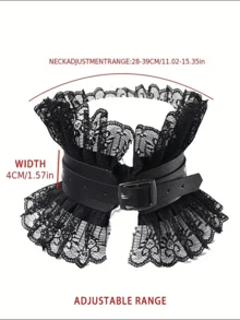 1pc Gothic Black Lace Choker Necklace With Buckle, Victorian Vintage Ruffle Neck Decoration Adjustable, Witch Vampire Halloween Cosplay Costume Party Accessory - Neck Decoration - View 5