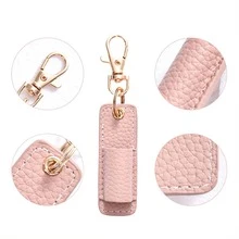 1pc Portable Keychain Pen Holder, Pen Clip PU Badge Pencil Case Pen Bag With Clip, Can Hold Badges, Pen Holder, Keychain Gift, Suitable For Women - Multicolor - View 2