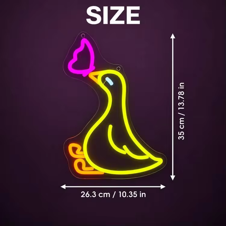 1-Piece USB-Powered Yellow Duckling Neon Sign With Clear PS Backboard, Silicone LED Light Strip And Power Cable, Playful Cartoon Shape With Red Feet And White Wing Details For Playroom, Nursery, Baby Shower And Birthday Decor - Multi-color light - View 14
